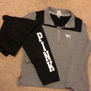 PINK quarter zip with matching cropped leggings
